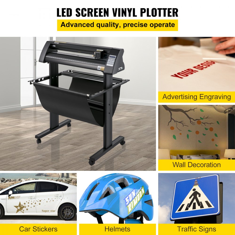 VEVOR Vinyl Cutter, 720mm Vinyl Plotter, LED Screen Plotter Cutter, Semi-Automatical Built-in Optical Eye, Compatible with SignCut Software for Mac and Windows System with Stand