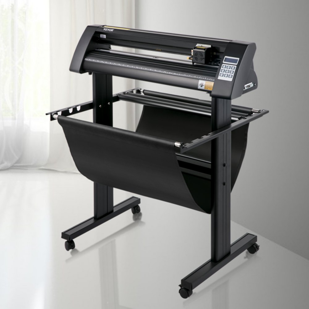 VEVOR Vinyl Cutter, 720mm Vinyl Plotter, LED Screen Plotter Cutter, Semi-Automatical Built-in Optical Eye, Compatible with SignCut Software for Mac and Windows System with Stand
