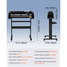 VEVOR Vinyl Cutter Machine, 28in / 720mm, LED Plotter Printer, Precise Manual Positioning, Softwares Support MAC and Windows Systems, Adjustable Force and Speed, Floor Stand for Making Sign Label