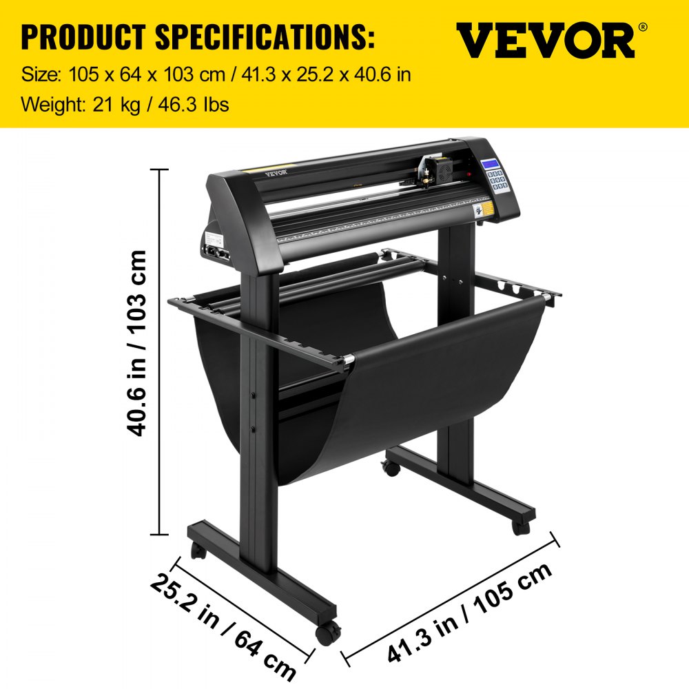 VEVOR Vinyl Cutter, 870mm Vinyl Plotter, LED Screen Plotter Cutter, Semi-Automatical Built-in Optical Eye, Compatible with SignCut Software for Mac and Windows System with Stand