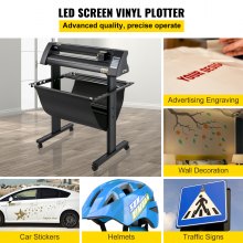 VEVOR Vinyl Cutter, 870mm Vinyl Plotter, LED Screen Plotter Cutter, Semi-Automatical Built-in Optical Eye, Compatible with SignCut Software for Mac and Windows System with Stand