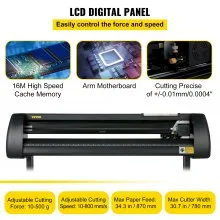 VEVOR Vinyl Cutter Machine 34 Inch Paper Feed Cutting Plotter Bundle Adjustable Force & Speed, LCD Display Windows Compatible Sign Making kit with Signmaster Software, Supplies, 3 Blades
