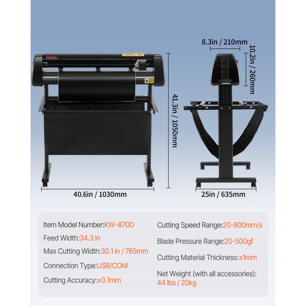 VEVOR Vinyl Cutter, 34Inch Bundle, Vinyl Cutter Machine, Manual Vinyl Printer, LCD Display Plotter Cutter Sign Cutting with Signmaster Software for Design and Cut, with Supplies, Tools