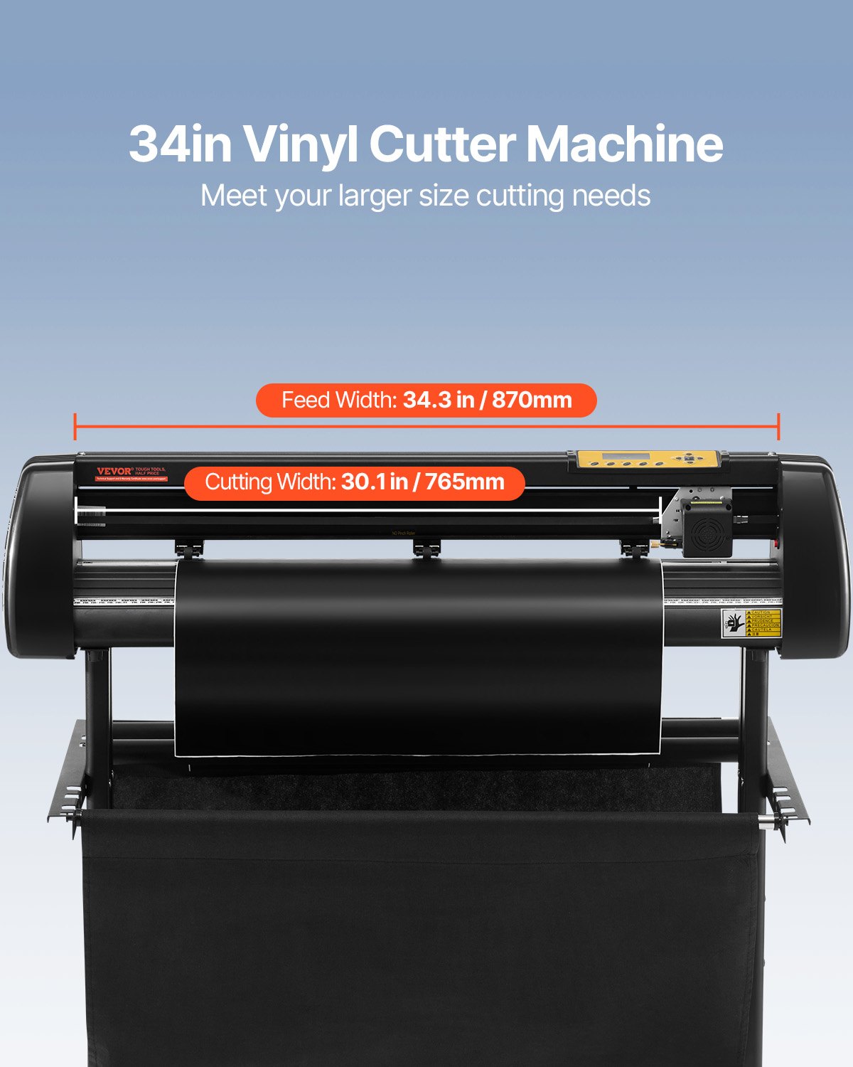 VEVOR Vinyl Cutter, 34Inch Bundle, Vinyl Cutter Machine, Manual Vinyl Printer, LCD Display Plotter Cutter Sign Cutting with Signmaster Software for Design and Cut, with Supplies, Tools