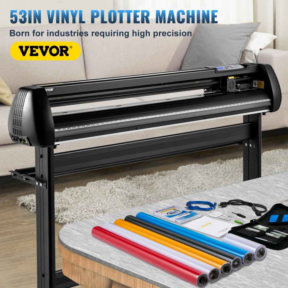 VEVOR Vinyl Cutter, 1350mm Vinyl Cutter Plotter with Stand, Adjustable Speed Force for Sign Making Vinyl Plotter, SignMaster Software Vinyl Tape Tools Vinyl Printer Available with COM/USB/Bluetooth