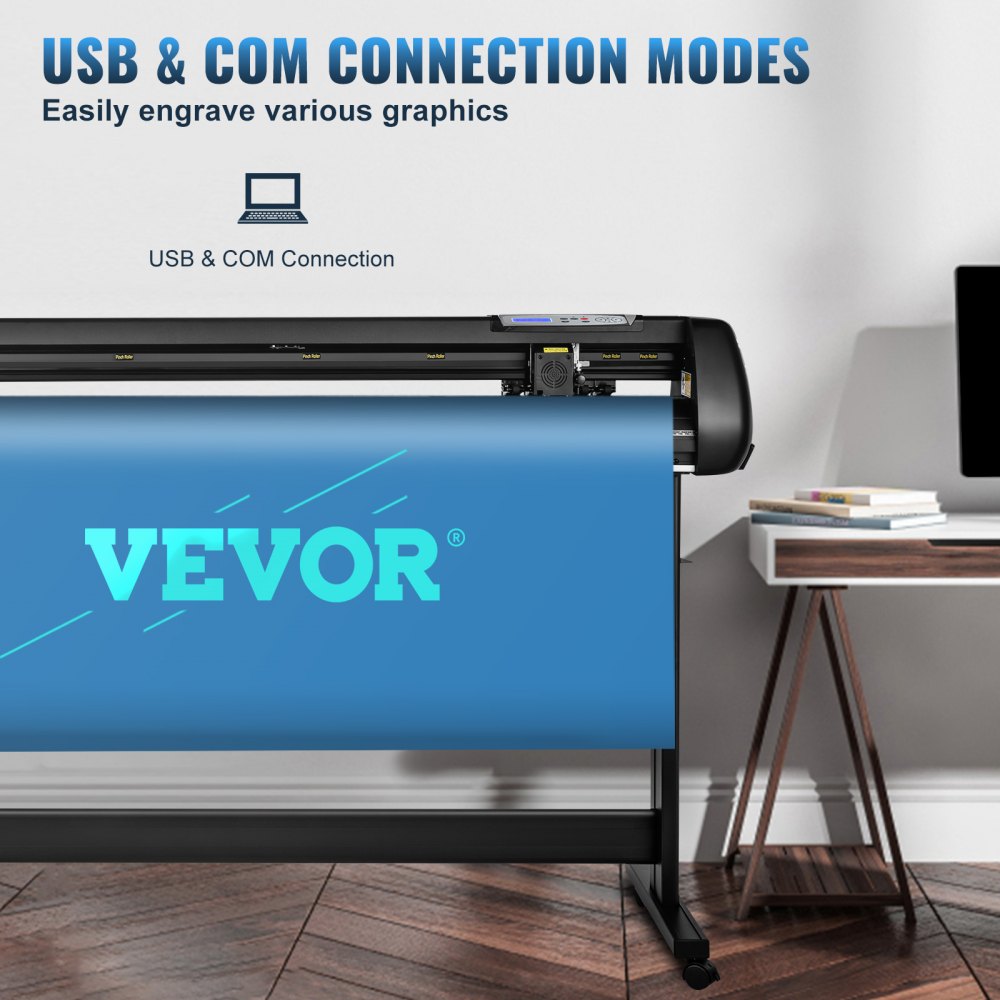 VEVOR Vinyl Cutter, 1350mm Vinyl Cutter Plotter with Stand, Adjustable Speed Force for Sign Making Vinyl Plotter, SignMaster Software Vinyl Tape Tools Vinyl Printer Available with COM/USB/Bluetooth