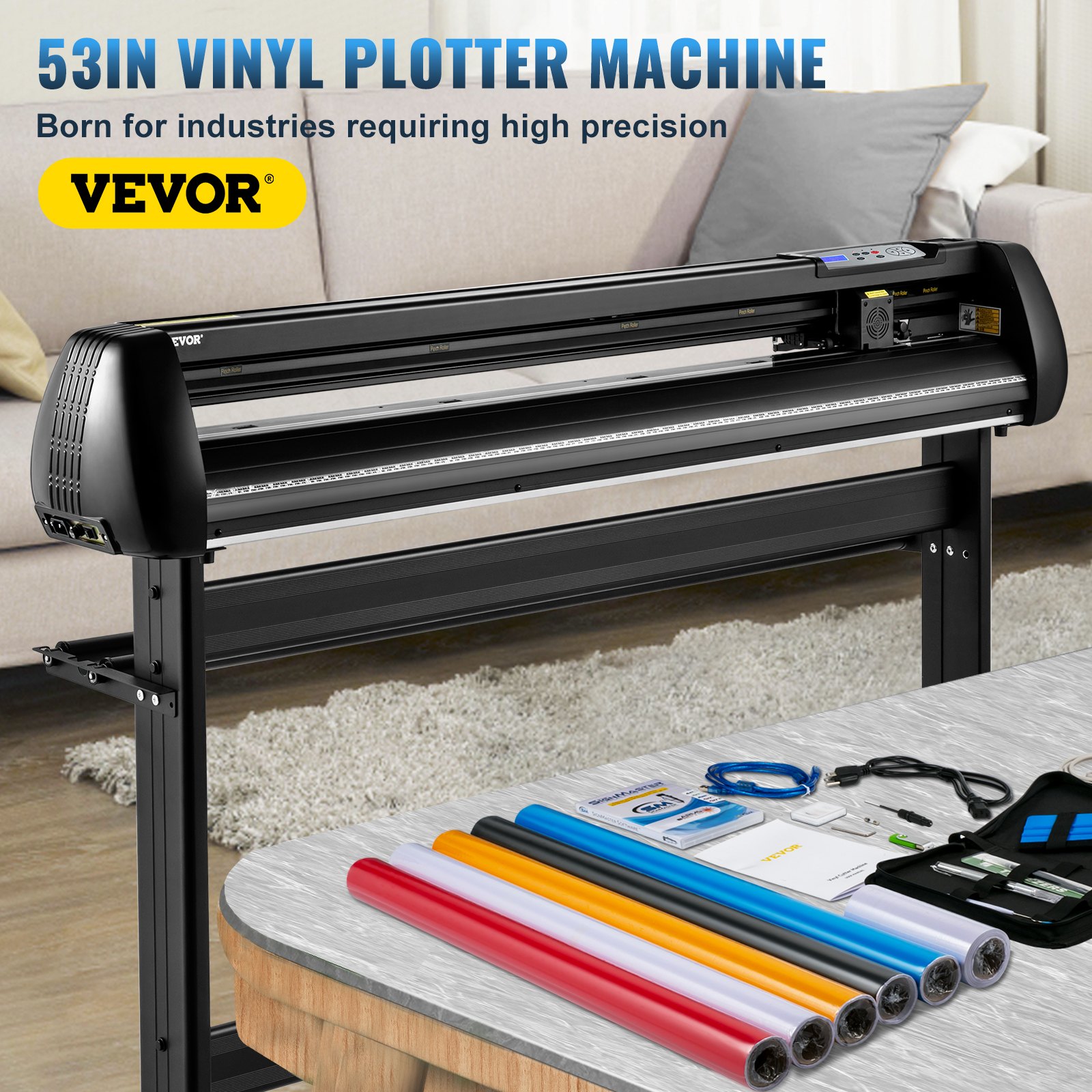 VEVOR Vinyl Cutter, 1350mm Vinyl Cutter Plotter with Stand, Adjustable Speed Force for Sign Making Vinyl Plotter, SignMaster Software Vinyl Tape Tools Vinyl Printer Available with COM/USB/Bluetooth