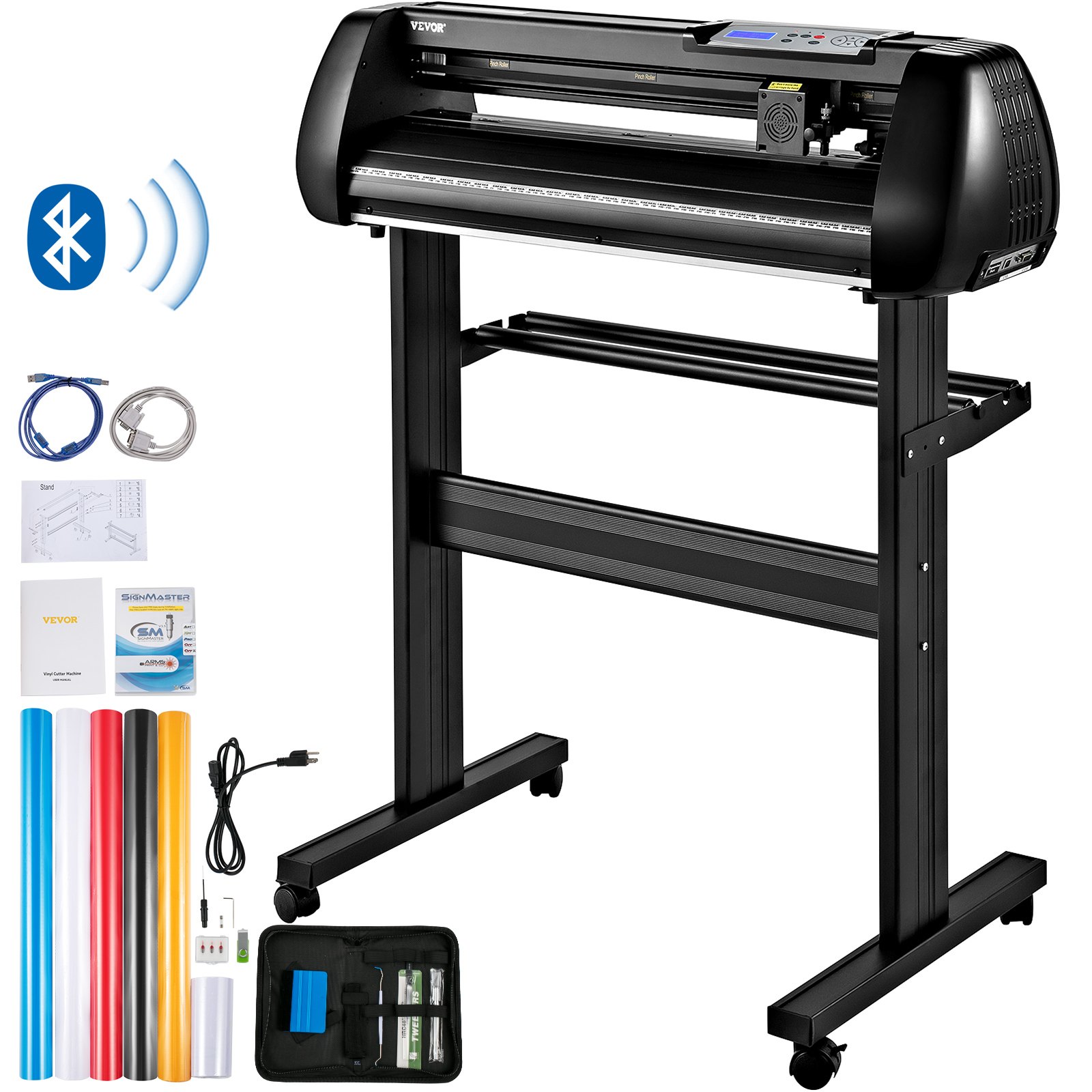 VEVOR Vinyl Cutter Machine,870mm Cutting Plotter, Offline Cutting Machine Kit Mobile Bluetooth, Precise Roller Shaft High Accuracy Adjustable Speed & Force, DIY SignMaster Software Blade for Windows
