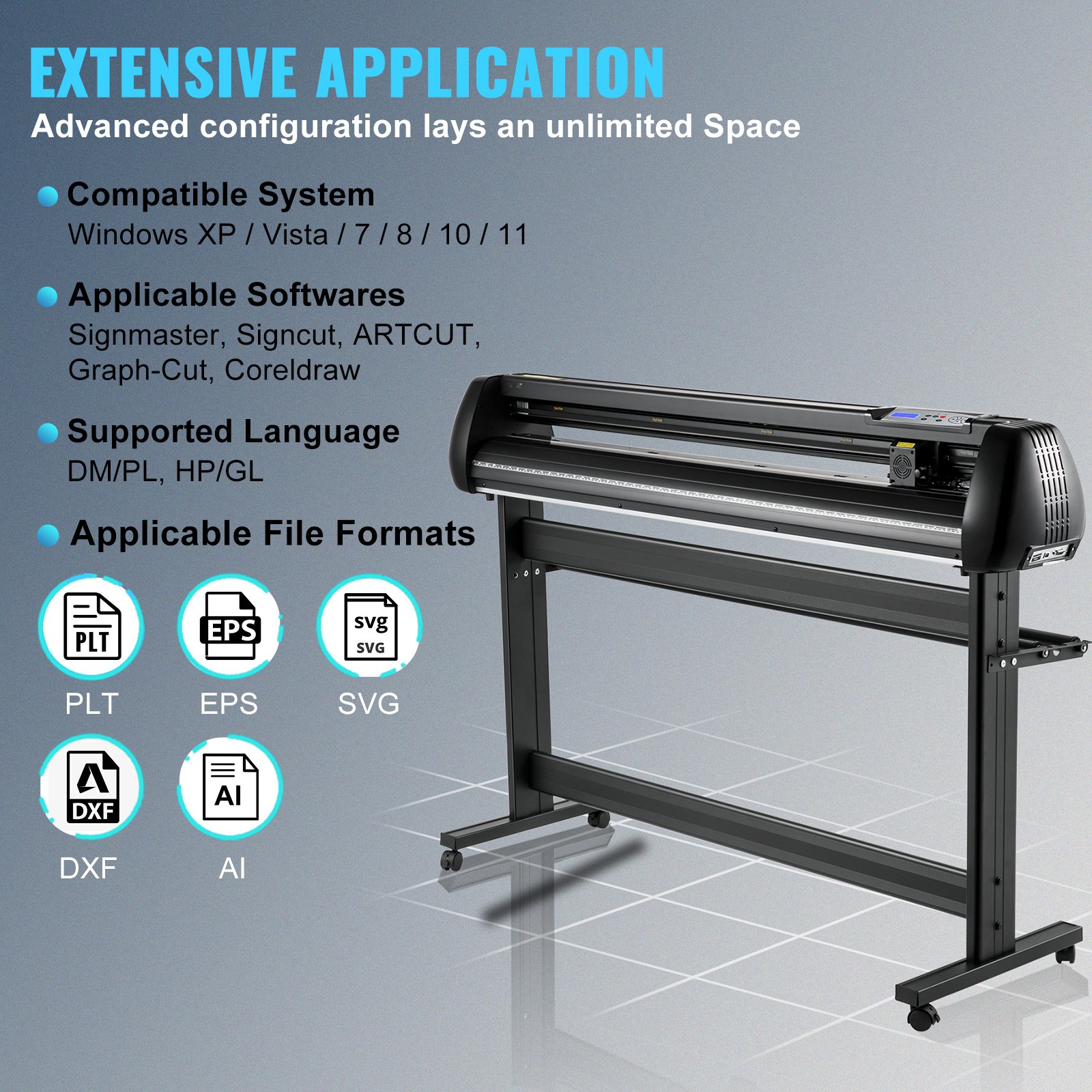VEVOR Vinyl Cutter Machine Cutting Plotter 53in SignMaster Decal Maker Bundle