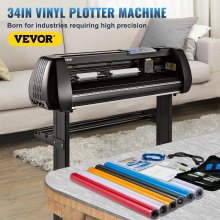 VEVOR Vinyl Cutter Machine, 34inch Cutting Plotter, Offline Cutting Machine Kit Mobile Bluetooth, Precise Roller Shaft High Accuracy Adjustable Speed & Force, DIY SignMaster Software Blade for Windows