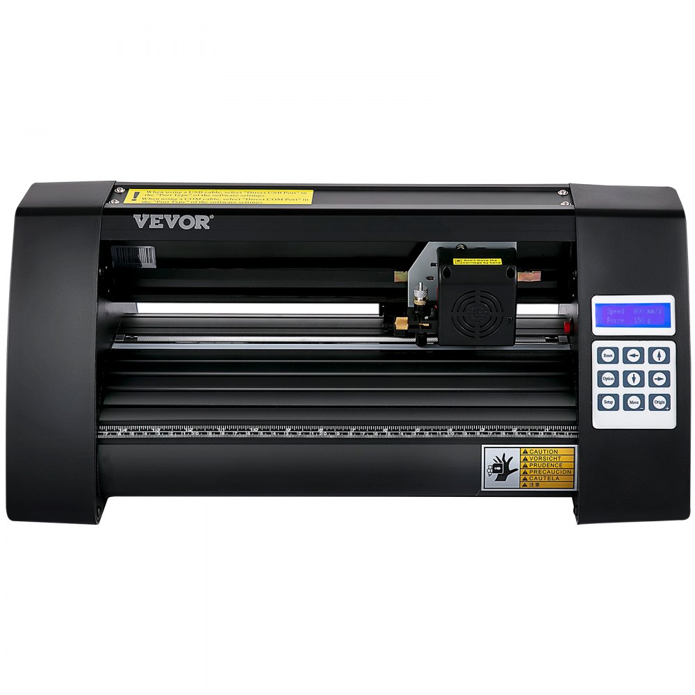 VEVOR Vinyl Cutter, 375mm Vinyl Plotter, LED Screen Plotter Cutter, Semi-Automatical Built-in Optical Eye for Accurate Guiding, Compatible with SignMaster Software for Windows System Desktop Design