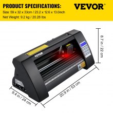 VEVOR Vinyl Cutter, 375mm Vinyl Plotter, LED Screen Plotter Cutter, Semi-Automatical Built-in Optical Eye for Accurate Guiding, Compatible with SignMaster Software for Windows System Desktop Design