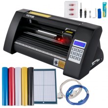 VEVOR Vinyl Cutter, 375mm Vinyl Plotter, LED Screen Plotter Cutter, Semi-Automatical Built-in Optical Eye for Accurate Guiding, Compatible with SignMaster Software for Windows System Desktop Design