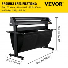 VEVOR Vinyl Cutter, 1350mm Vinyl Plotter, LED Screen Plotter Cutter, Semi-Automatical Built-in Optical Eye, Compatible with SignMaster Software for Windows System with Stand