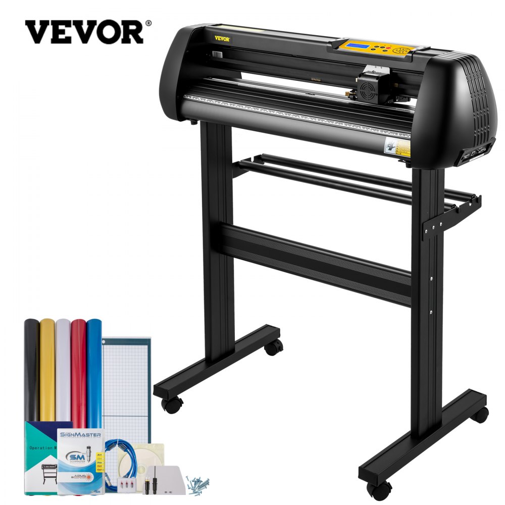 VEVOR Vinyl Cutter Machine, Upgraded 28 Inch Paper Feed Cutting Plotter Bundle, Adjustable Force & Speed Vinyl Printer with Powerful Stepper Signmaster Software Compatible with Windows System | VEVOR US