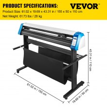 VEVOR 53-Inch Semi-Automatic Contour Vinyl Cutter Plotter Manual Positioning