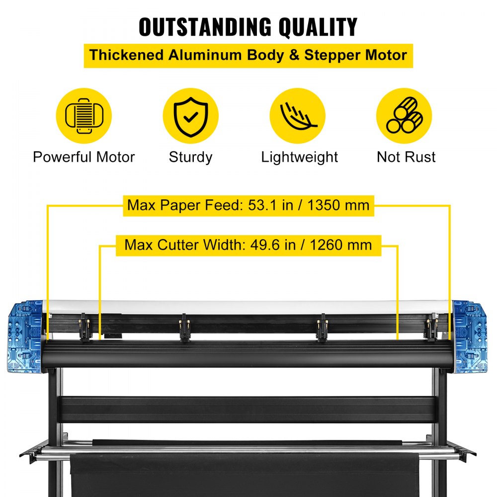 VEVOR Vinyl Cutter 53 Inch Vinyl Cutter Machine 1340mm Vinyl Printer Cutter Machine LED Fill Light Strip Vinyl Plotter Cutter Machine with Floor Stand Signmaster Software