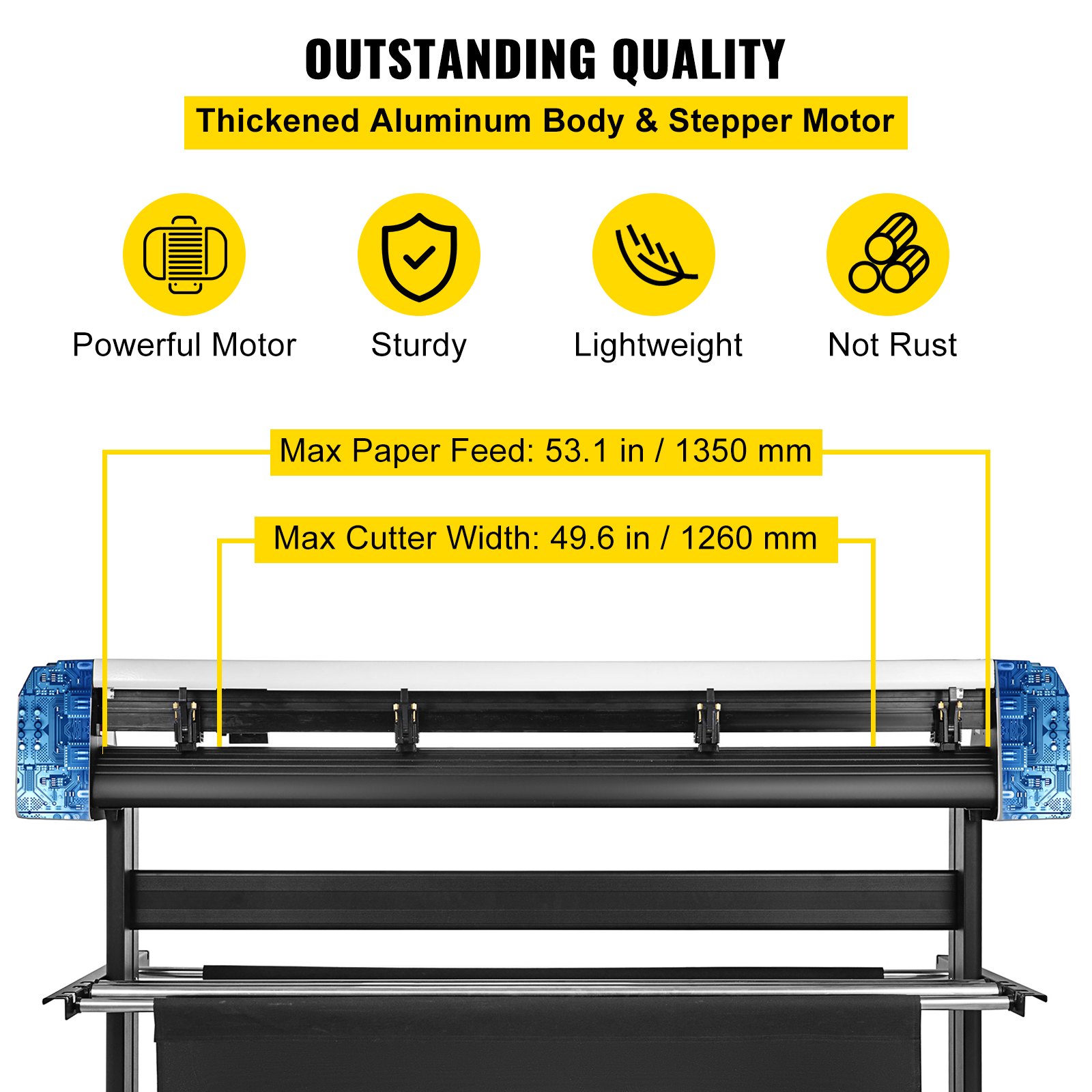VEVOR Vinyl Cutter 53 Inch Vinyl Cutter Machine 1340mm Vinyl Printer Cutter Machine LED Fill Light Strip Vinyl Plotter Cutter Machine with Floor Stand Signmaster Software