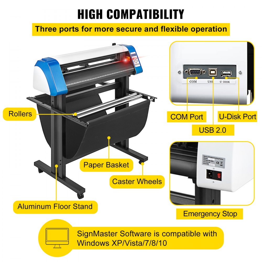 VEVOR Vinyl Cutter 28 inch Vinyl Cutter Machine Semi-Automatic DIY Vinyl Printer Cutter Machine Manual Positioning Sign Cutting with Floor Stand Signmaster Software