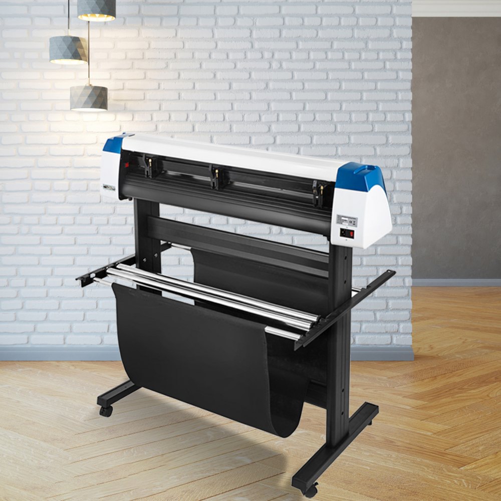 Cortadora de vinilo VEVOR Máquina cortadora de vinilo de 28 pulgadas Máquina cortadora de impresora de vinilo de 720 mm Máquina cortadora de trazador de vinilo con tira de luz de relleno LED con soporte de piso Software Signmaster