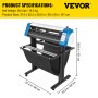 Cortadora de vinilo VEVOR Máquina cortadora de vinilo de 28 pulgadas Máquina cortadora de impresora de vinilo de 720 mm Máquina cortadora de trazador de vinilo con tira de luz de relleno LED con soporte de piso Software Signmaster
