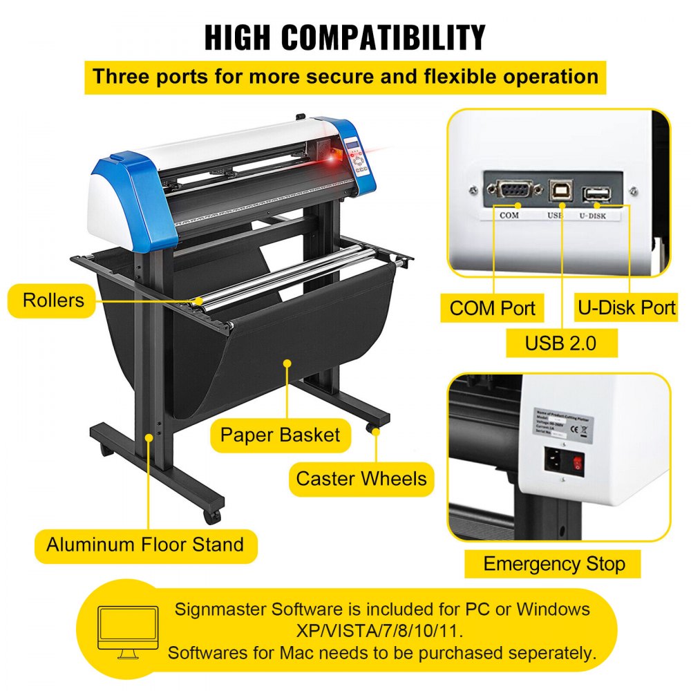 VEVOR 34" Vinyl Cutter Machine Cutting Plotter Semi-Automatic Sensor Sticker USB