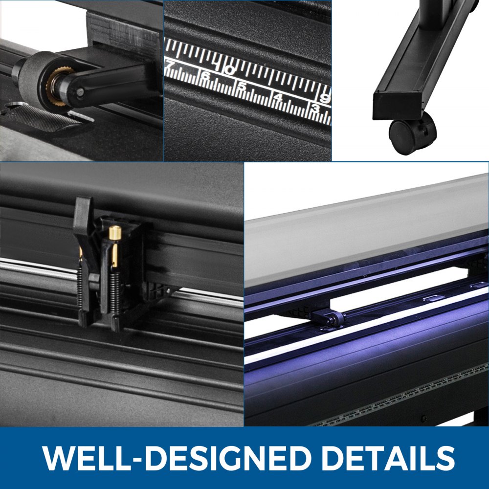 Cortadora de vinilo VEVOR Máquina cortadora de vinilo de 34 pulgadas Máquina cortadora de impresora de vinilo de 870 mm Máquina cortadora de plotter de vinilo con tira de luz de relleno LED con soporte de piso y software Signmaster