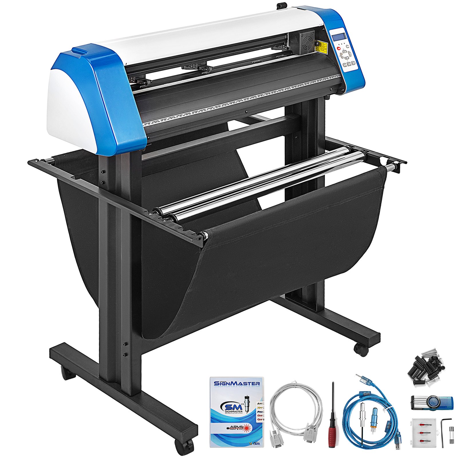 Cortadora de vinilo VEVOR Máquina cortadora de vinilo de 34 pulgadas Máquina cortadora de impresora de vinilo de 870 mm Máquina cortadora de plotter de vinilo con tira de luz de relleno LED con soporte de piso y software Signmaster