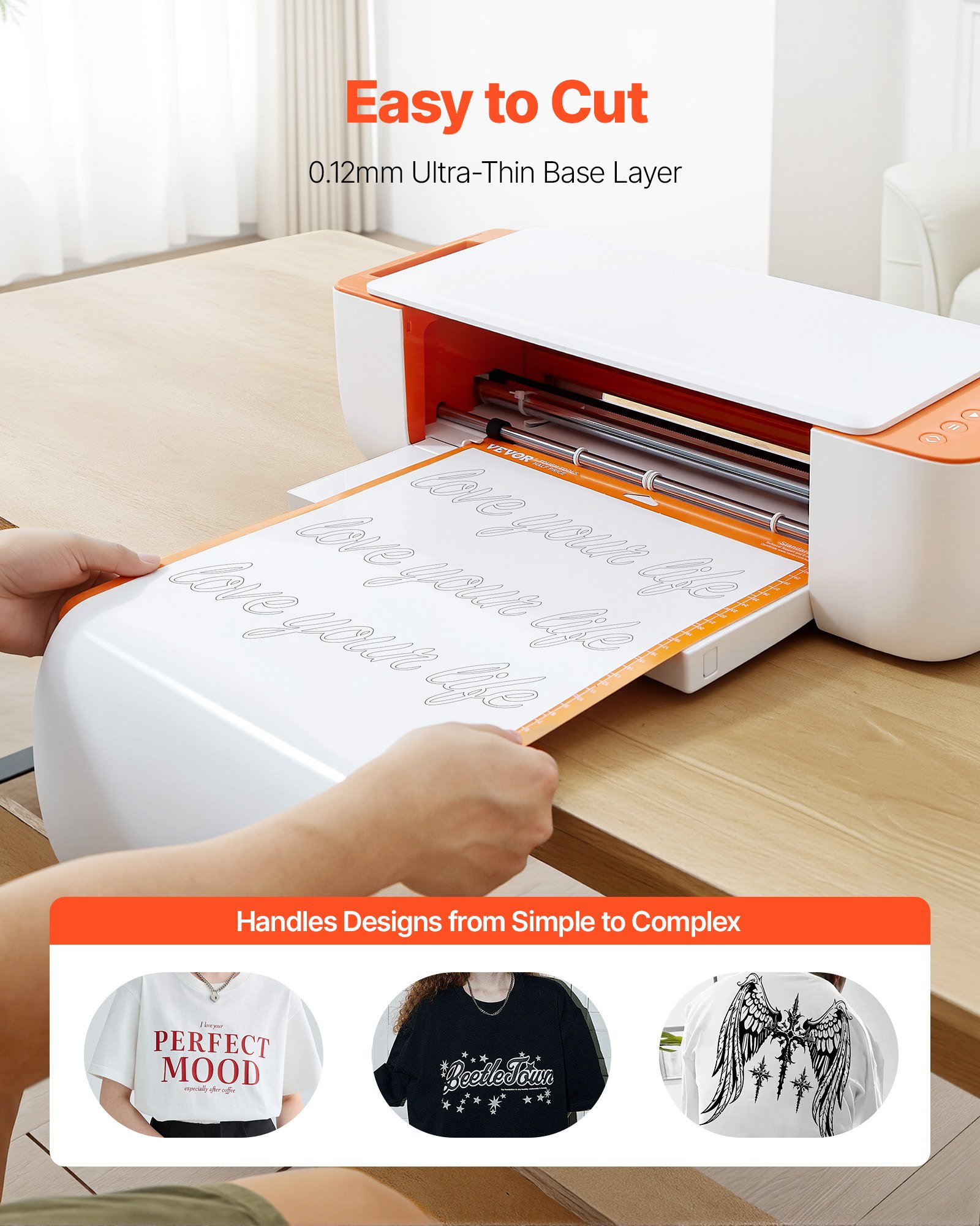VEVOR Heat Transfer Vinyl, 304.8 x 15240mm, Glossy White HTV Iron on Vinyl Roll, Easy to Cut and Weed, Strong Adhesion, Compatible with Cutting Machines, for Various Materials, T-shirts, Pillows, Hats