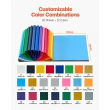 VEVOR Heat Transfer Vinyl HTV Iron on Vinyl Bundle 80 Pack 12 x 12 in Multicolor