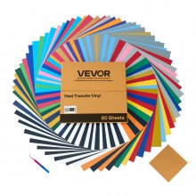 VEVOR Heat Transfer Vinyl HTV Iron on Vinyl Bundle 80 Pack 12 x 12 in Multicolor