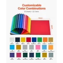 VEVOR Heat Transfer Vinyl HTV Iron on Vinyl Bundle 30 Pack 12 x 12 in Multicolor