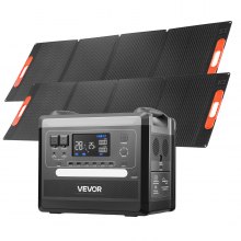 VEVOR Portable Power Station, 2400W Portable Solar Generator with 2PCS * 200W Foldable Solar Panels, 2160Wh Expandable LiFePO4 Battery Backup with 10 Output Ports for Home Backup Outdoor Camping RV