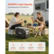 VEVOR Portable Power Station, 3600W 3840Wh Power Station Solar Generator with 10 Output Ports & Adjustable Input Power, Expandable LiFePO4 Battery Backup for Home Camping RV (Solar Panel NOT Included)