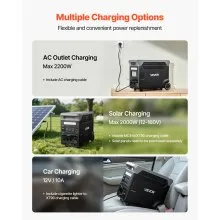 VEVOR Portable Power Station, 3600W 3840Wh Power Station Solar Generator with 10 Output Ports & Adjustable Input Power, Expandable LiFePO4 Battery Backup for Home Camping RV (Solar Panel NOT Included)