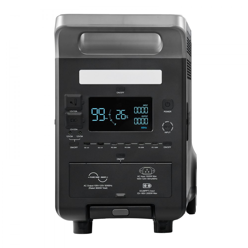 VEVOR Portable Power Station, 3600W 3840Wh Power Station Solar Generator with 10 Output Ports & Adjustable Input Power, Expandable LiFePO4 Battery Backup for Home Camping RV (Solar Panel NOT Included)