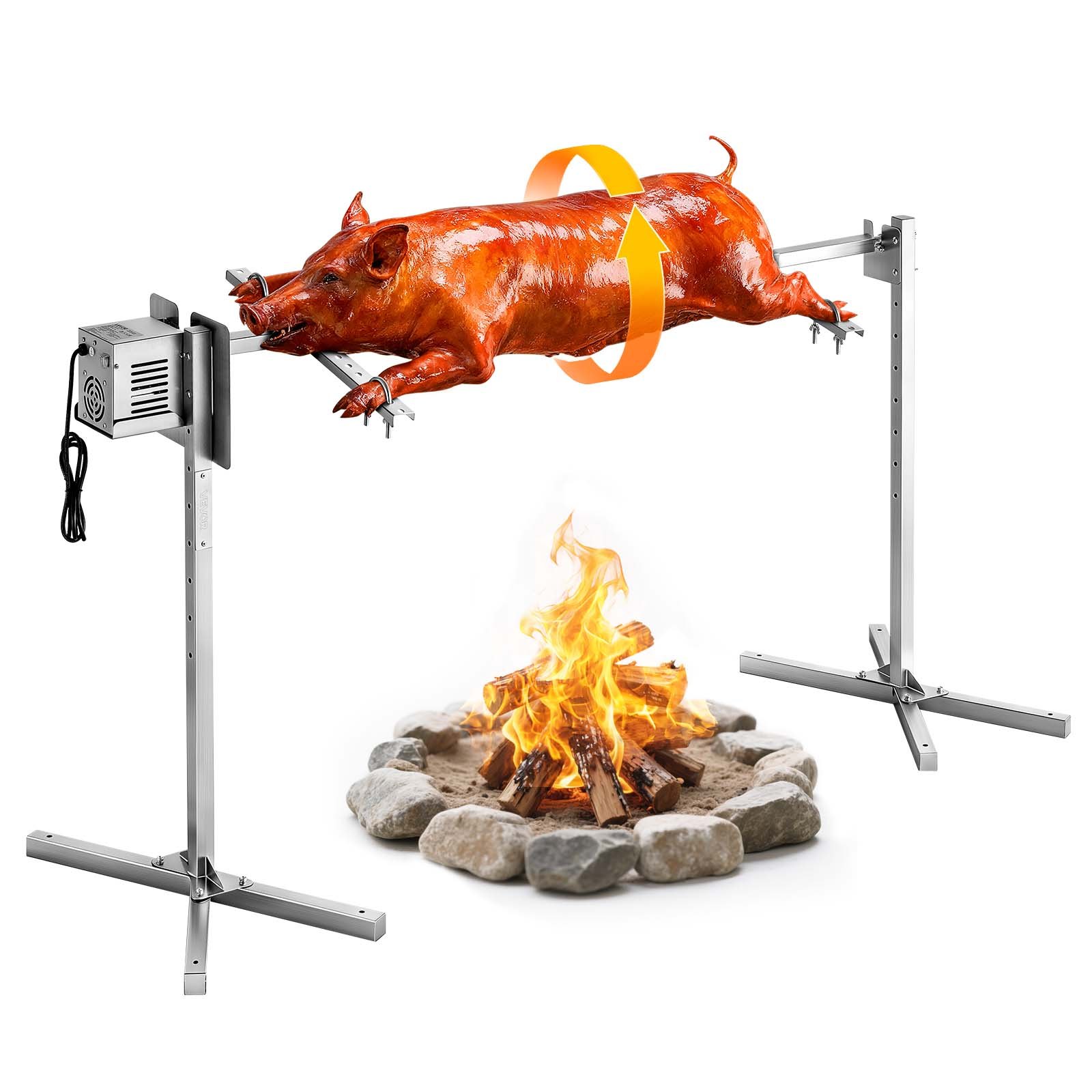 VEVOR Rotisserie Grill, AC220-240V 8 Level Height Electric Rotisserie Grill Kit, BBQ Grills Rotisseries Kit with 88 lbs Load Capacity, 38W Motor, Stainless Steel Automatic Grilling Kits for Parties