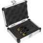 VEVOR lathe tool holder set in open metal case with foam padding and secure latches.