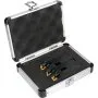 VEVOR lathe tool holder set in open metal case with foam padding and secure latches.