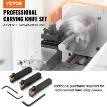 VEVOR 3 Pieces Indexable Lathe Turning Tool Holder, 5/8 in, CNC Heavy-Duty Metal Lathe Cutting Tools, with Tin Coated Carbide Inserts Aluminum Case, for Turning Grooving Threading Cut Off Holders Set