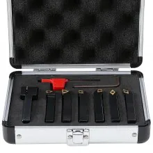 VEVOR 7 Pieces Indexable Lathe Turning Tool Holder, 3/8 in, CNC Heavy-Duty Metal Lathe Cutting Tools, with Tin Coated Carbide Inserts Aluminum Case, for Turning Grooving Threading Cut Off Holders Se