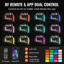 VEVOR LED Lighted Liquor Bottle Display Bar Shelf RF & App Control 48" Square