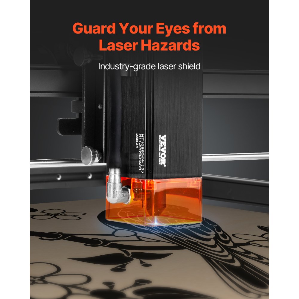 VEVOR Laser Engraver, 10W Output, Laser Engraving Cutter Machine, 14.9 x 15.7 in/38 x 40 cm Working Area, 10000 mm/min Movement Speed, Compressed Spot with Eye Protection, for Wood, Certain Metal