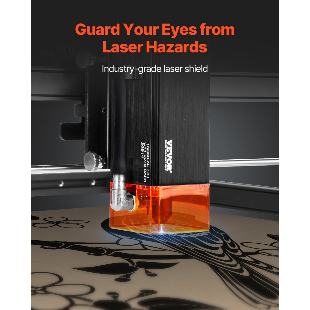 VEVOR Laser Engraver, 5W Output, Laser Engraving Cutter Machine, 14.9 x 15.7 in/38 x 40 cm Working Area, 10000 mm/min Movement Speed, Compressed Spot with Eye Protection, for Wood, Certain Metal