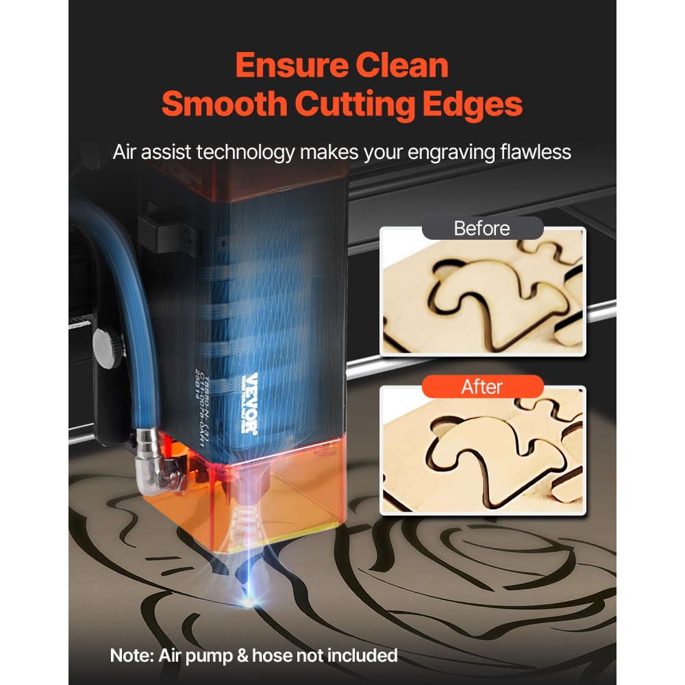 VEVOR Laser Engraver, 5W Output, Laser Engraving Cutter Machine, 14.9 x 15.7 in/38 x 40 cm Working Area, 10000 mm/min Movement Speed, Compressed Spot with Eye Protection, for Wood, Certain Metal