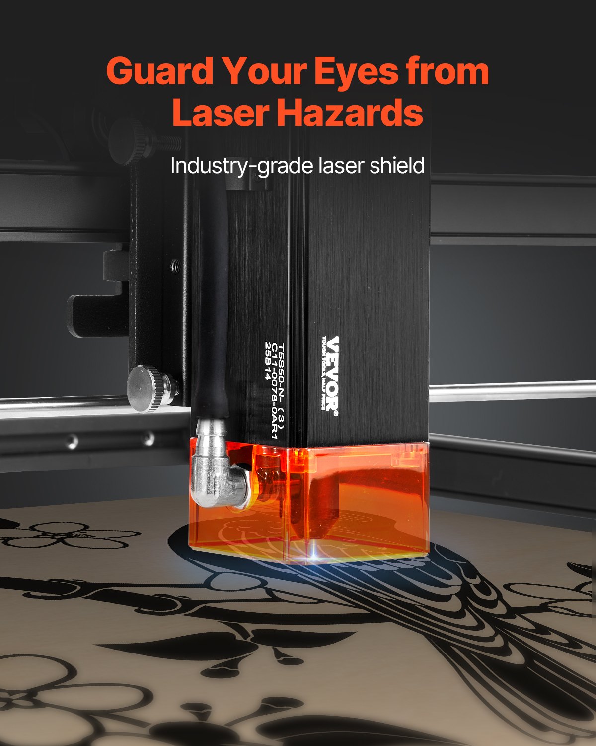 VEVOR Laser Engraver, 5W Output, Laser Engraving Cutter Machine, 14.9 x 15.7 in/38 x 40 cm Working Area, 10000 mm/min Movement Speed, Compressed Spot with Eye Protection, for Wood, Certain Metal