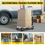VEVOR Folding Platform Truck, Portable Platform Cart Adjustable Length, Aluminum Push Cart Telescoping Handle with 4 Wheels 330LBS Capacity for Luggage Travel Shopping