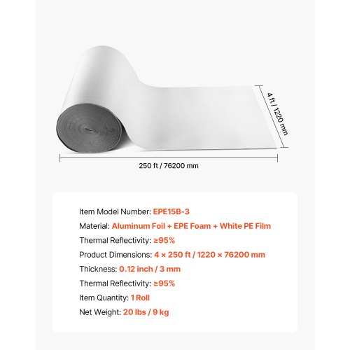thumbnail image 2 of IES Reflective Foil Insulation Roll – 4ft X 100ft, 3mm Foam Core Radiant Barrier, AD3 2 of 5