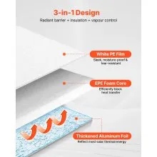 VEVOR Reflective Insulation Roll EPE Foam Core Radiant Barrier 3mm 48in x 250ft