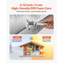 VEVOR Reflective Insulation Roll EPE Foam Core Radiant Barrier 3mm 48in x 250ft